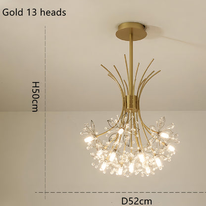 Liva - Hanging Curved Arm Crystal Tree Ceiling Chandelier