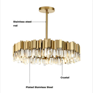 Aileen - Modern Gold Stainless Steel Crystal Round Chandelier