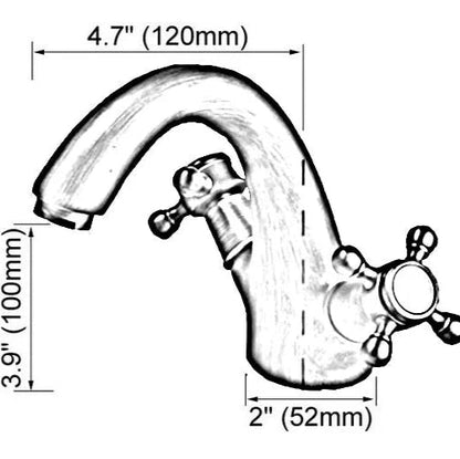 Prince - Vintage Style Copper Finish Gooseneck Basin Tap with Cross Handles