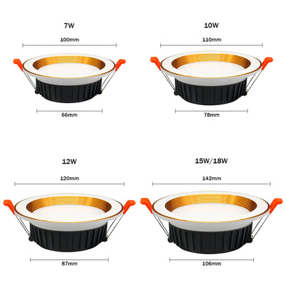 Perea - Modern Round White/Gold Ceiling Spotlight Downlight