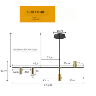 Zain - Modern Multi Light Cross Bar Gold Ceiling Light Chandelier