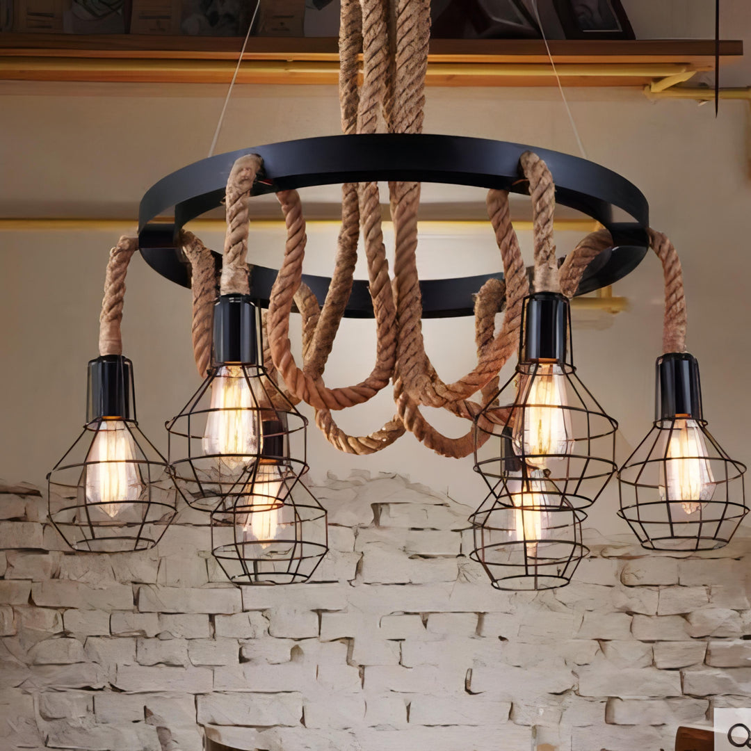 Damir - Vintage Hemp Rope Pendant Chandelier