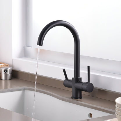 Leonidas - Deck Mounted Hot/Cold Mixer Dual Handle Tap