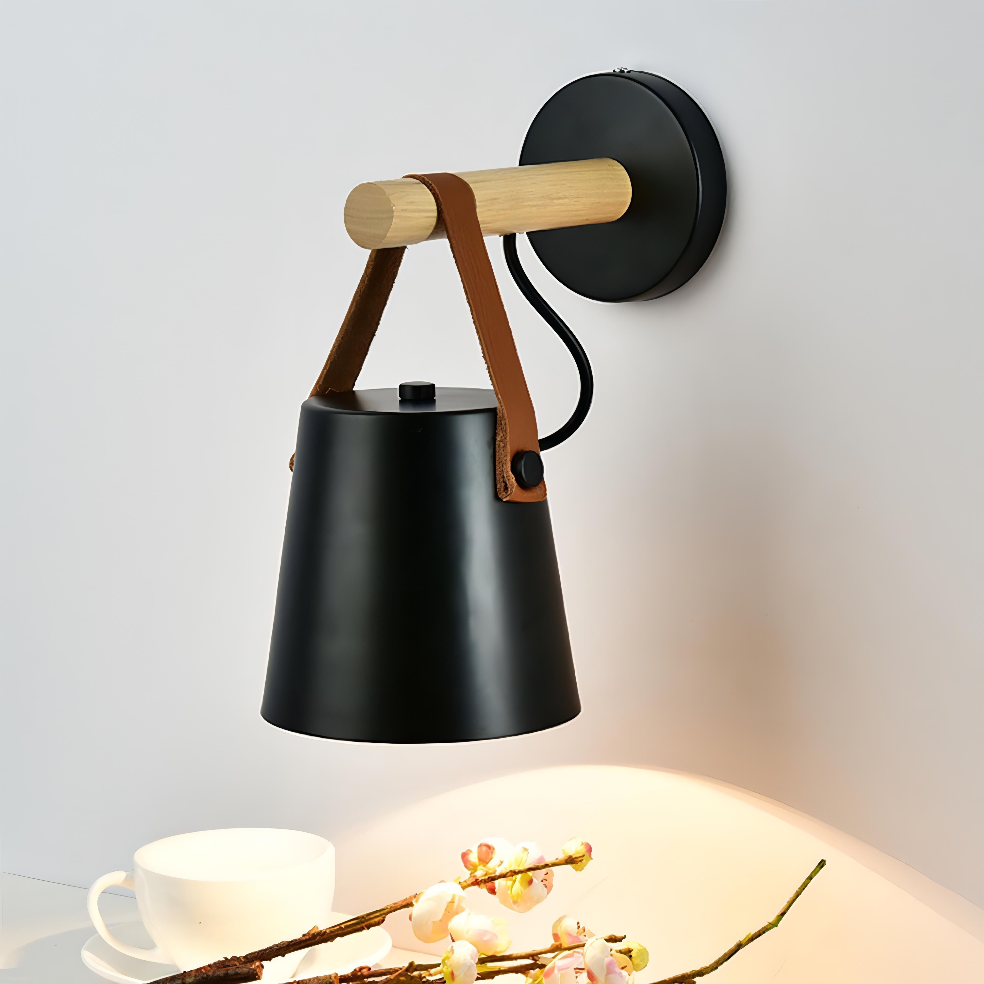 Jadiel - Wooden Arm Modern Strap Hanging Wall Light