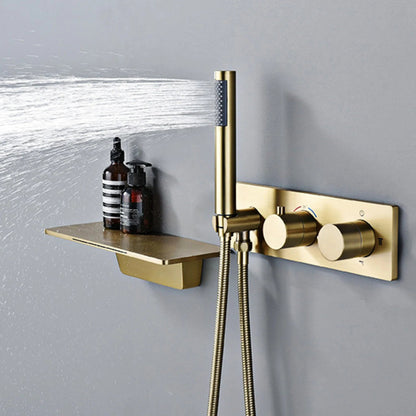 Vandyke - Ceiling Mounted Brass Shower Set with Waterfall Head