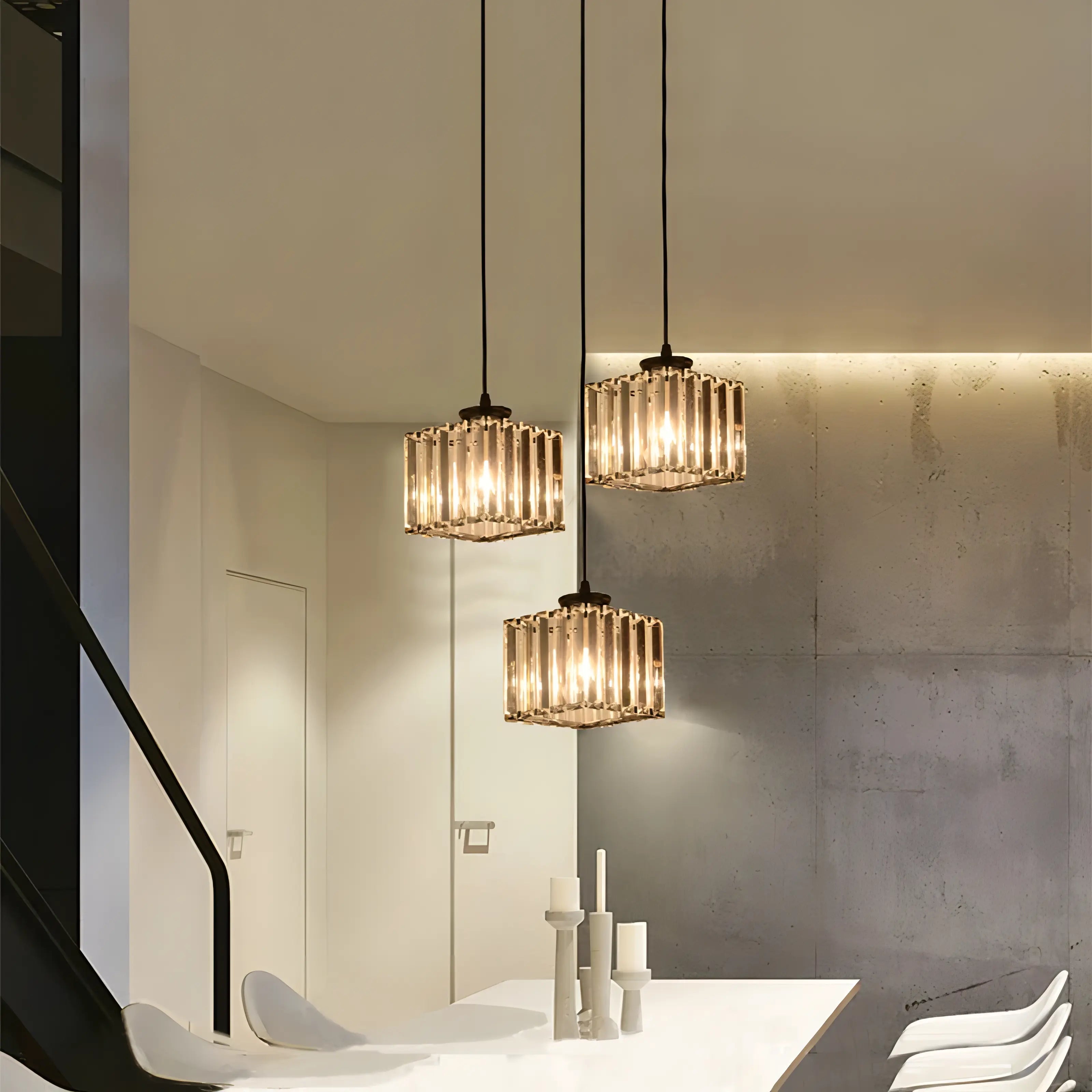 Samantha - Hanging LED Patterned Glass Pendant Light