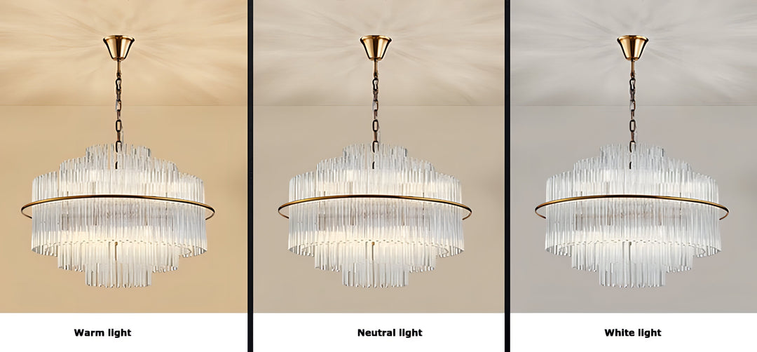 Leonard - Gold Tiered Tube Glass Crystal Round Oval Ceiling Light Chandelier