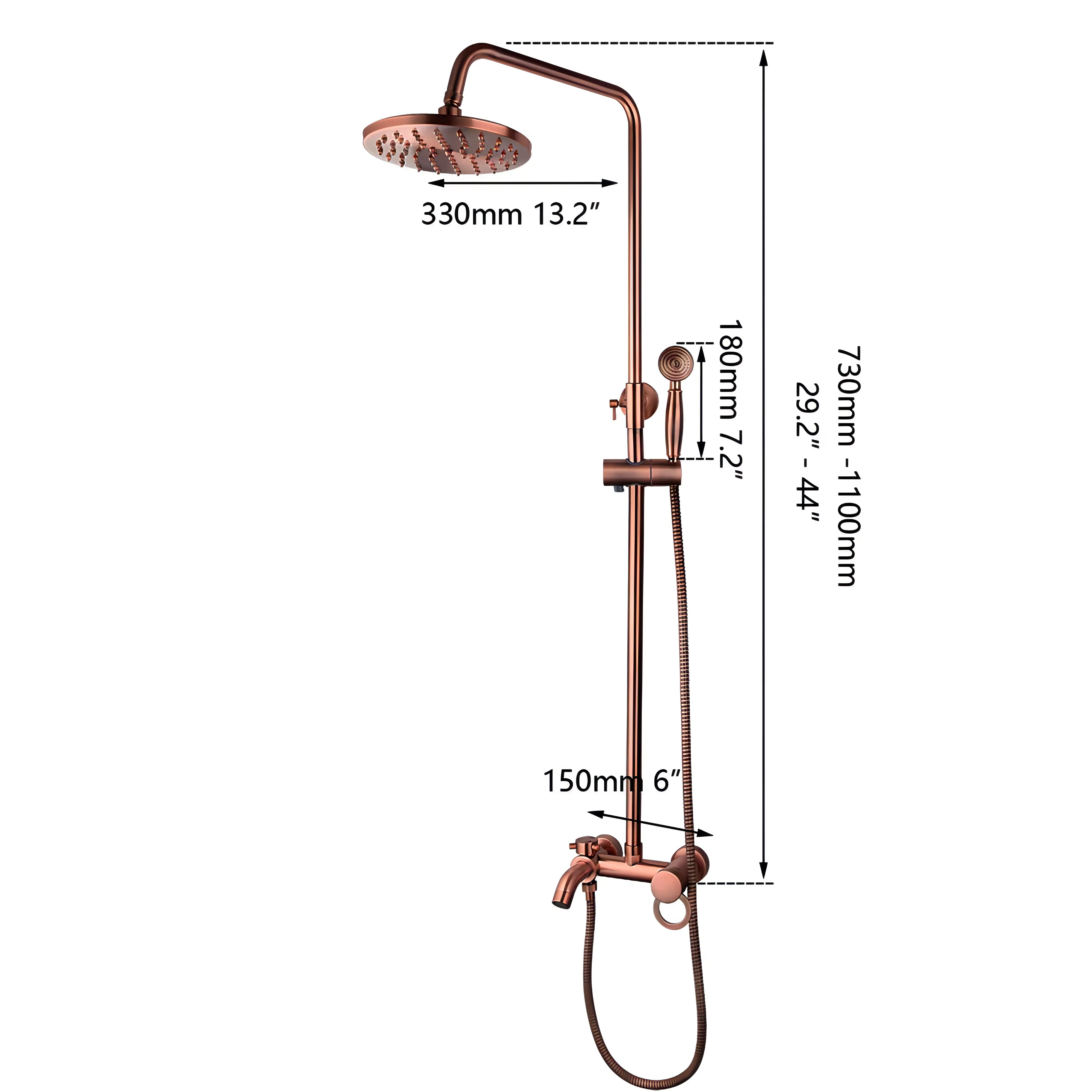 Sylas - Modern/Vintage Copper Wall Mounted Shower Set Single Handle