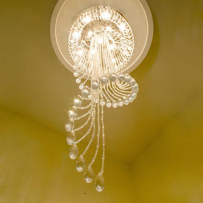 Hamza - Clear Glass Spiral Chrome Ceiling Light Chandelier