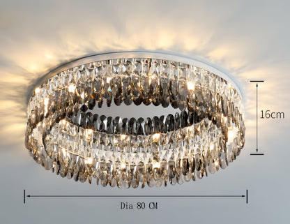 Ander - Silver Round Coloured Hanging Glass Recessed Ceiling Light Chandelier