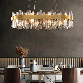 Katana - Modern Coloured Glass Gold Frame Crystal Statement Chandelier