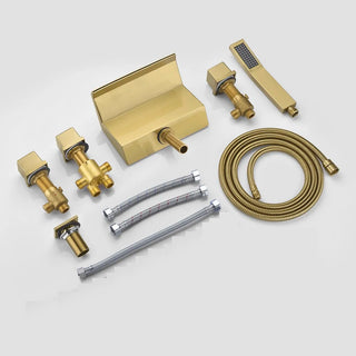 Chisholm - Modern Brass Waterfall Bathtub Tap Set with Pull Out Shower