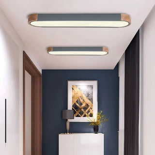 Halle - Modern Multicolour Rectangle Nordic Wood Flush Mount Ceiling Light