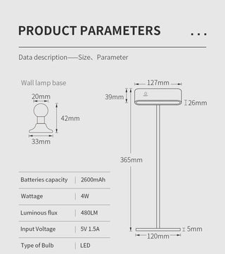 Truong - Wooden Magnetic Dimmable 360° Rotatable Rechargeable Desk Light