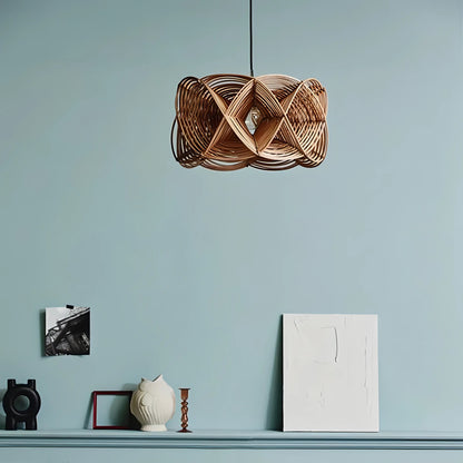 Antonia - Rattan Weaved Brown Pendant Ceiling Light Southeast Asia Style