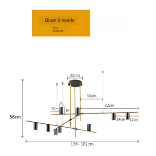 Zain - Modern Multi Light Cross Bar Gold Ceiling Light Chandelier