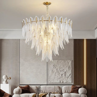 Underwood - Patterned Glass Tiered Feather Ceiling Chandelier