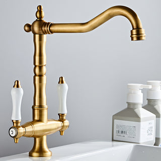 Bo - Dual Handle Antique Brass Kitchen Tap