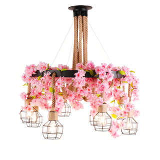 Raul - Hanging Round Coloured Flower Leaf Ceiling Light Chandelier