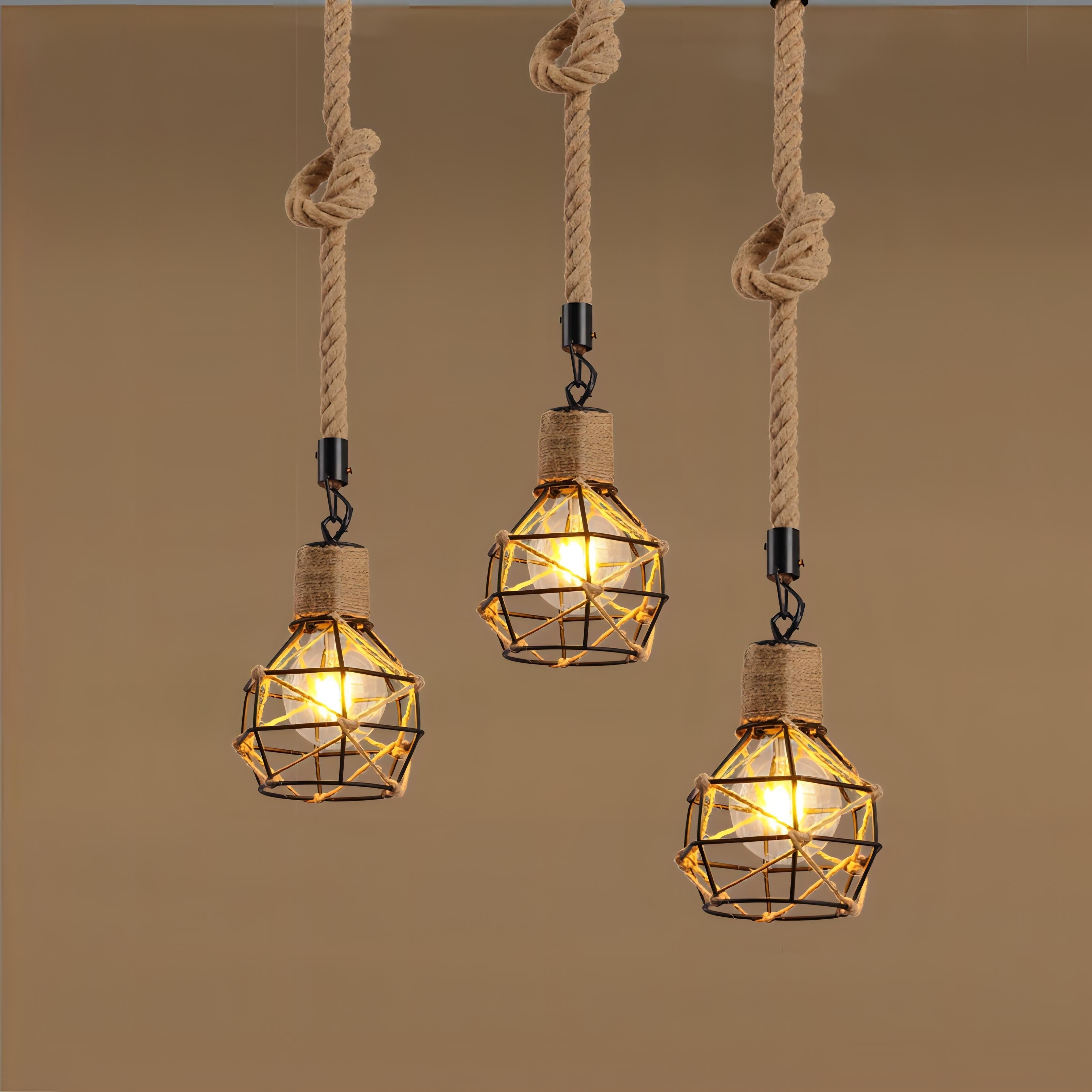 Kye - Retro Handmade Hemp Rope Pendant Hanging Ceiling Light
