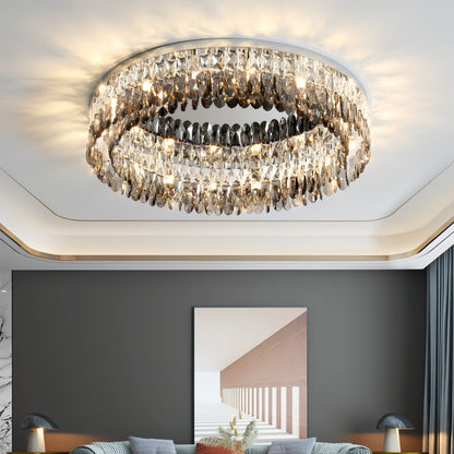Ander - Silver Round Coloured Hanging Glass Recessed Ceiling Light Chandelier