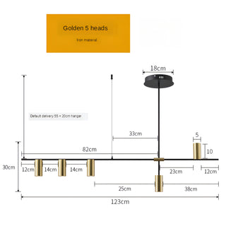 Zain - Modern Multi Light Cross Bar Gold Ceiling Light Chandelier