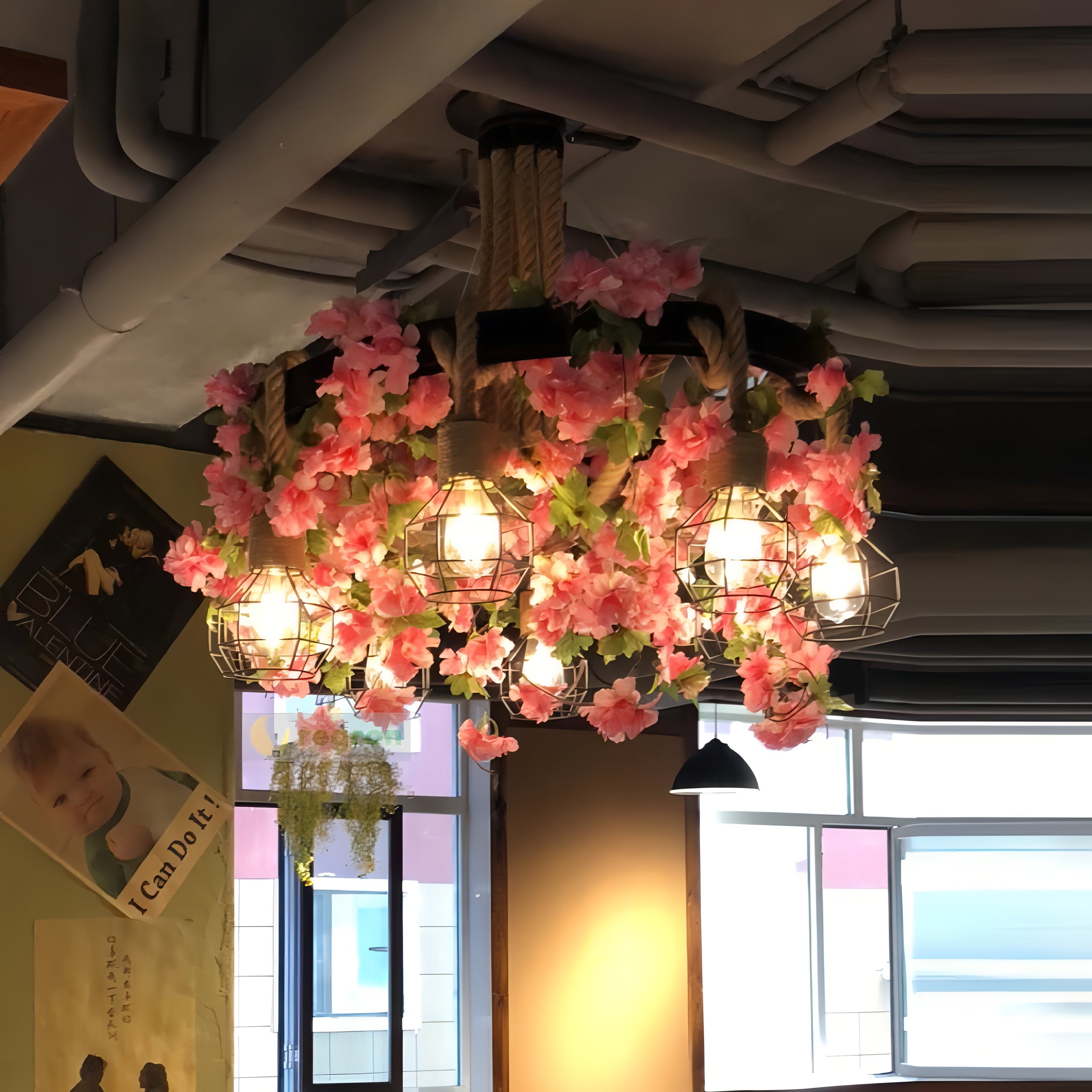 Raul - Hanging Round Coloured Flower Leaf Ceiling Light Chandelier