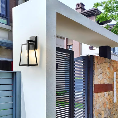 Belar - Glass Black Caged Bulb Outdoor Wall Light