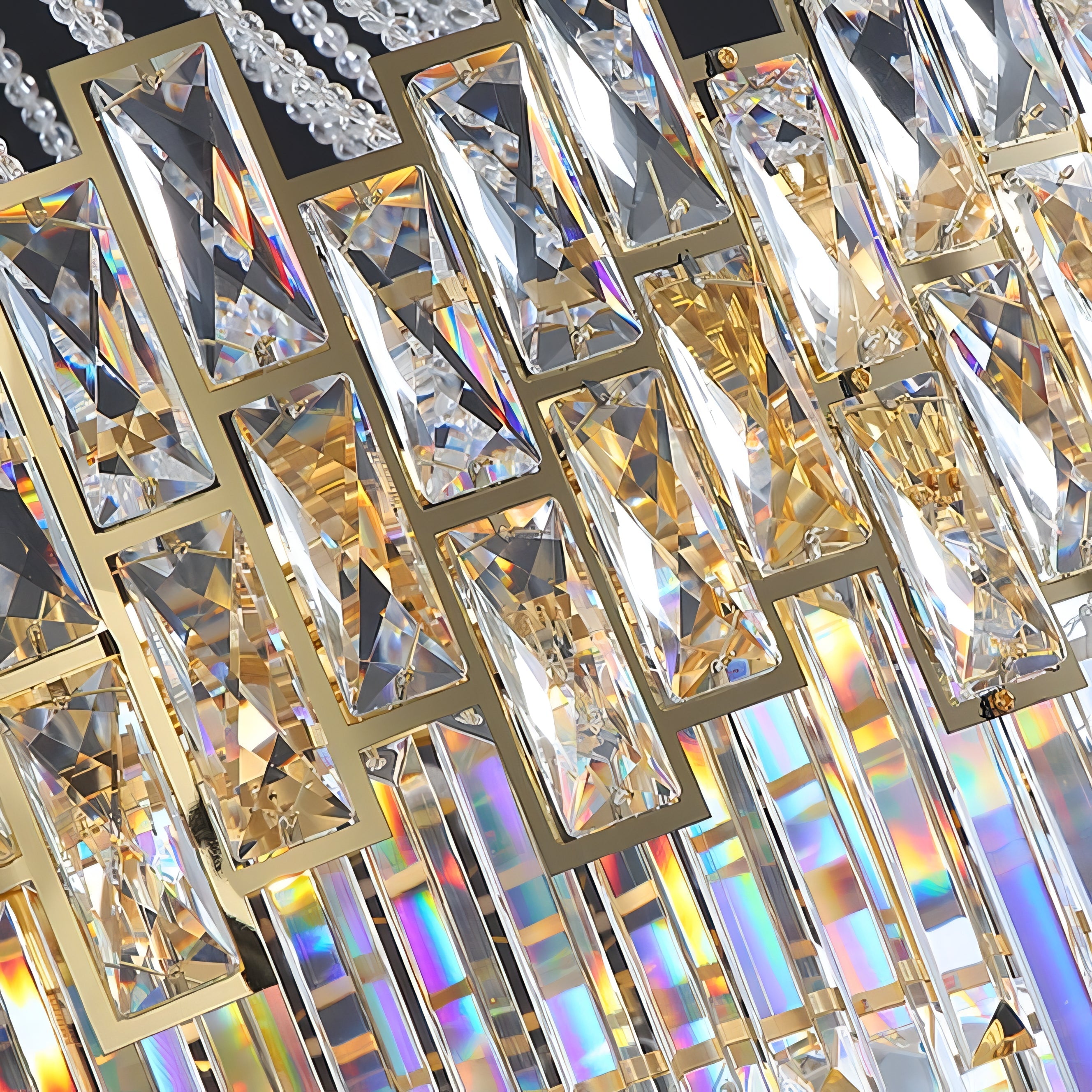 Harlan - Patterned Glass Round Gold Tiered Ceiling Light Chandelier