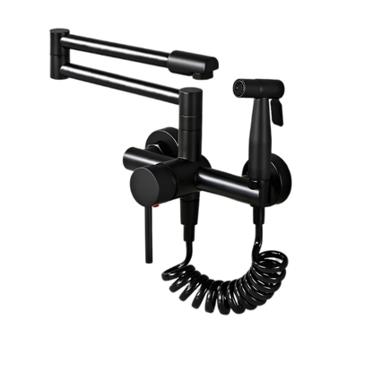 Callen - Brass Wall Mounted Double-Jointed Sink Tap With Spray Gun