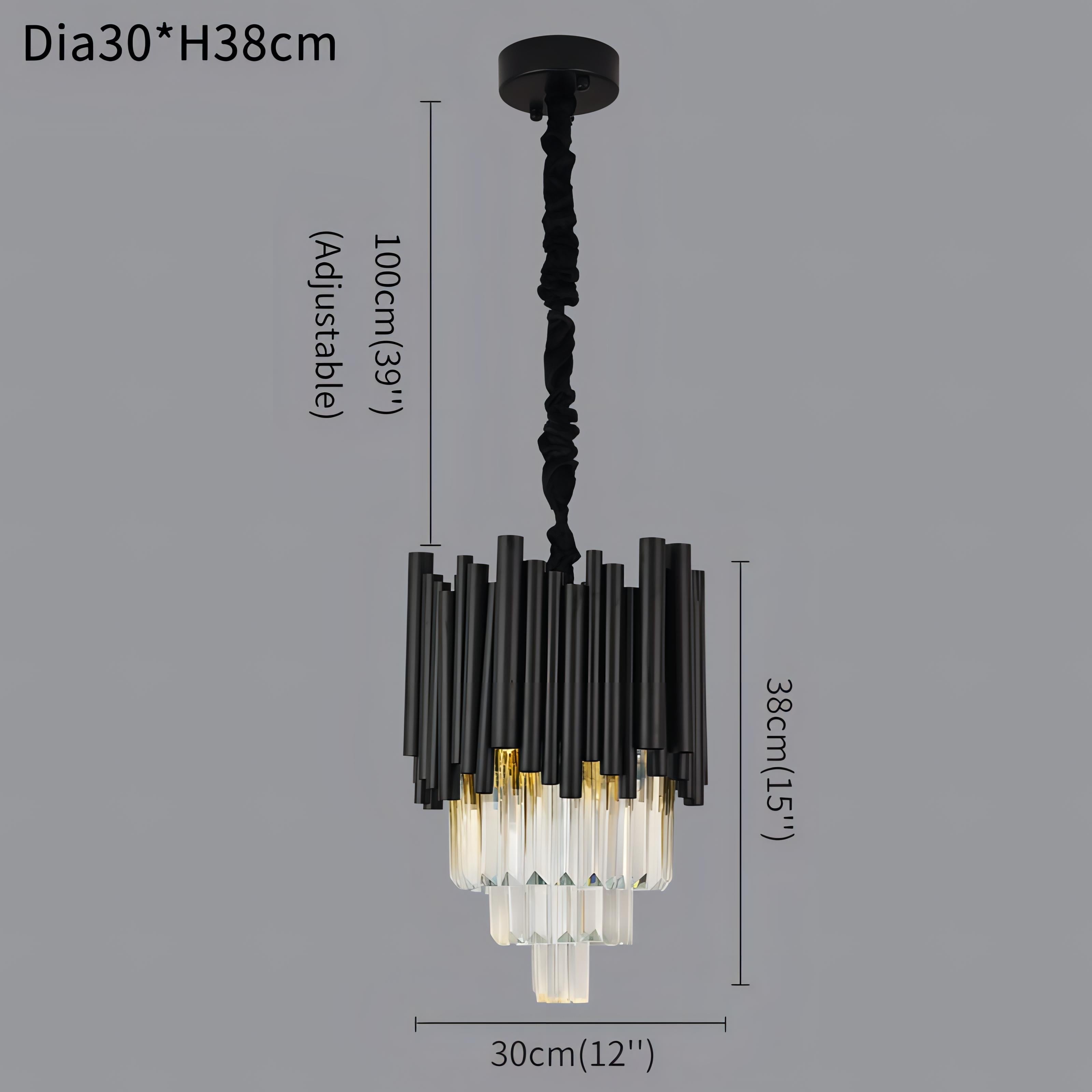 Kartier - Modern Black Glass Hanging Ceiling Chandelier