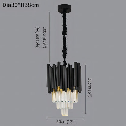 Kartier - Modern Black Glass Hanging Ceiling Chandelier