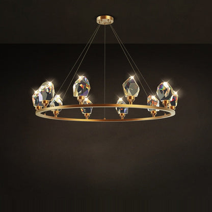 Cesar - Round Gold Crystal Glass Modern Ceiling Light Chandelier