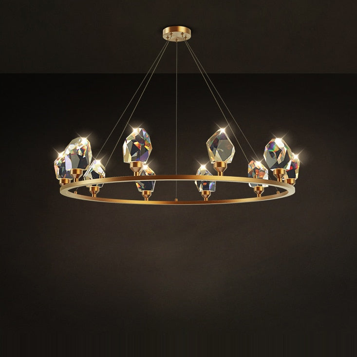 Cesar - Round Gold Crystal Glass Modern Ceiling Light Chandelier