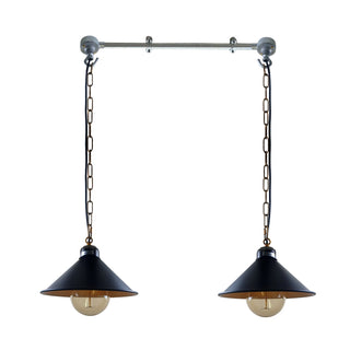 Whita - Industrial Metal Pipe Double Hanging Shade Ceiling Light