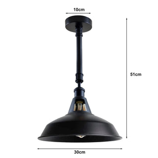 Alva - Black Round Industrial Metal Ceiling Pendant Light