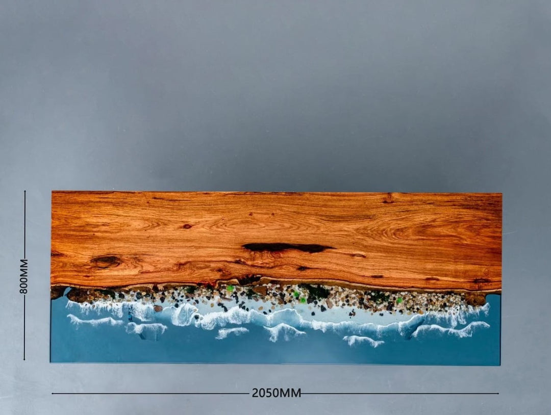 Coralia - Ocean Waves Hedgehog Rosewood Slab Dining Table