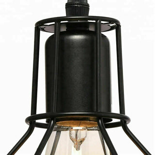 Navarro - Modern Adjustable 3 Head Black Caged Pendant Ceiling Light