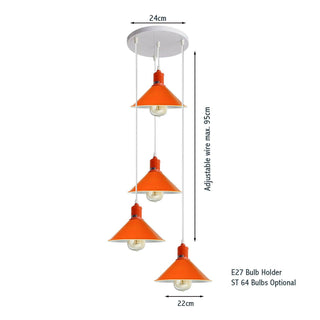 Pollard - 4 Head Multi Height Orange Pendant Hanging Ceiling Light
