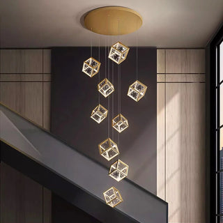 Sylvester - Crystal Square Box Gold Ceiling Chandelier