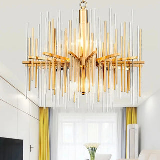 Fidela - Modern Round Thin Tube Crystal Glass Hanging Chandelier