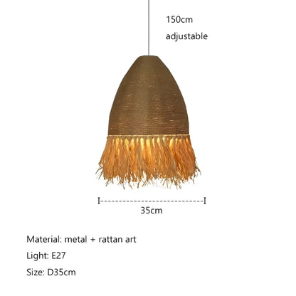 Anika - Wicker Hand-Knitted Pendant Round Ceiling Light