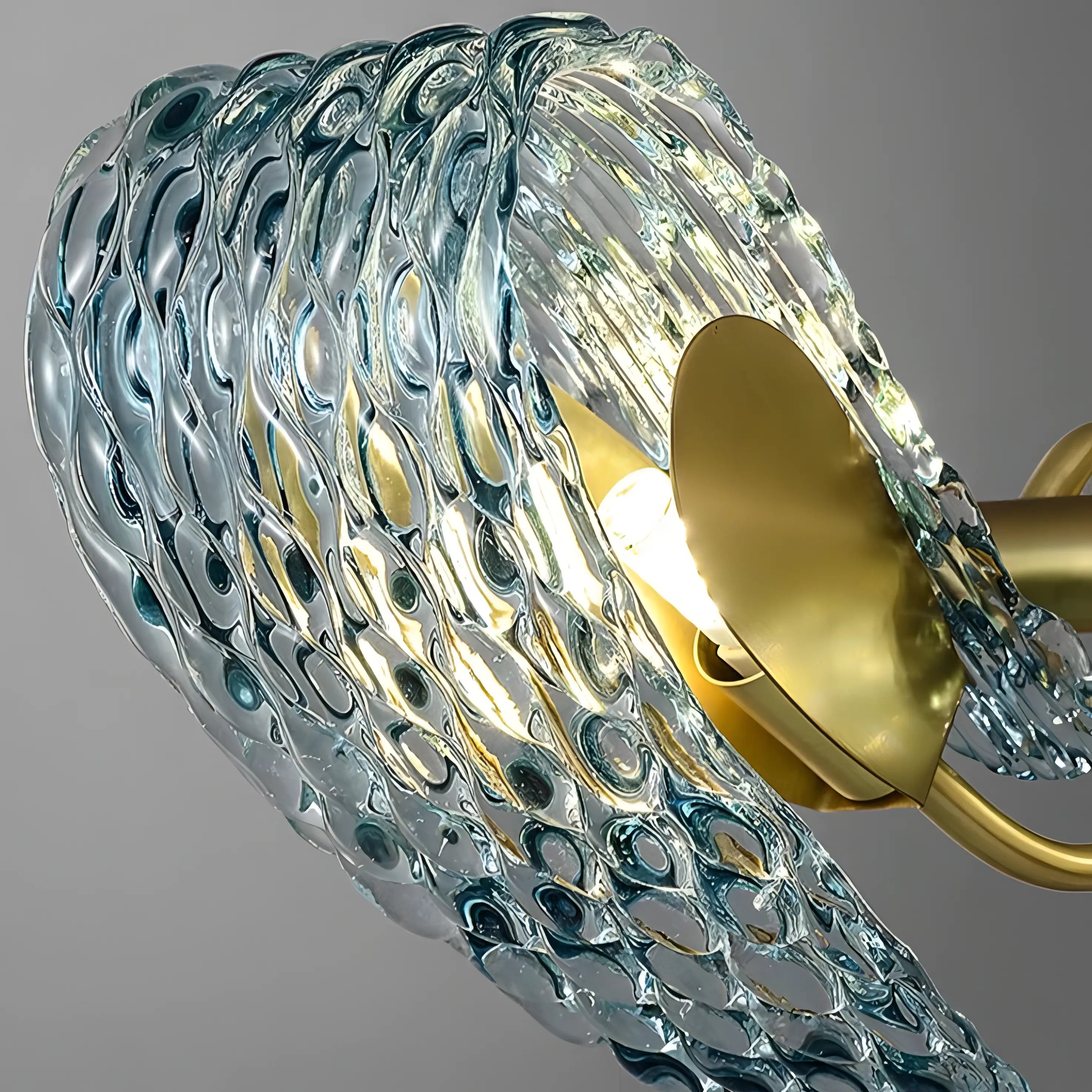 Piper - Blue Patterned Glass Gold Body Crystal Hanging Chandelier