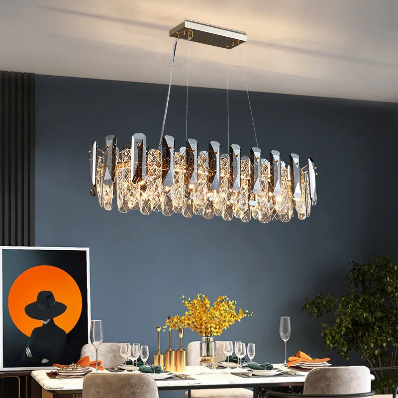 Schmitt - Crystal Hanging Modern Chrome Ceiling Light Chandelier