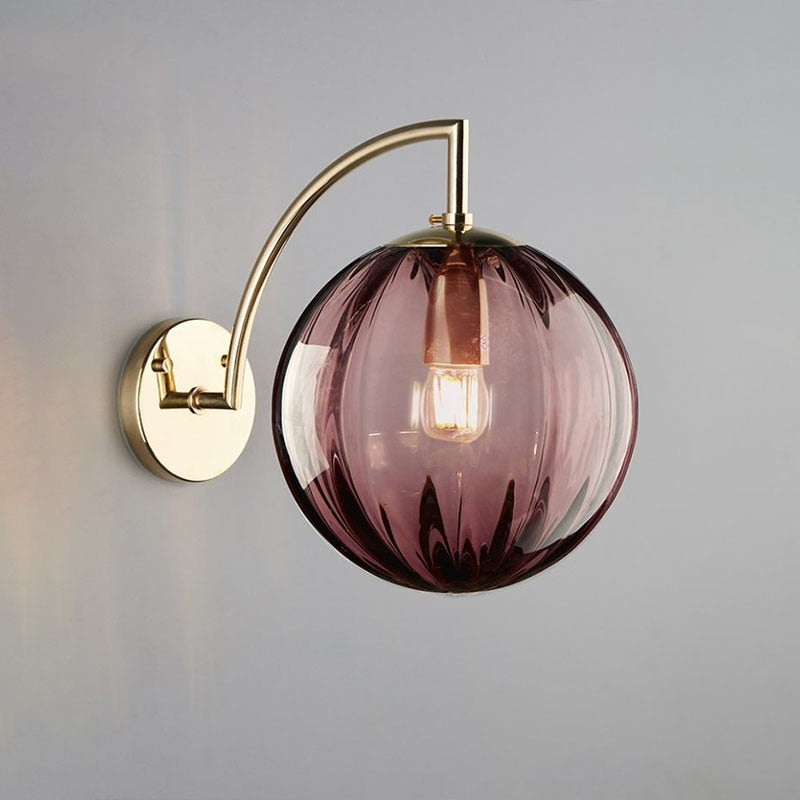 Bahadur - Glass Coloured Ball Shade Gold Wall Light