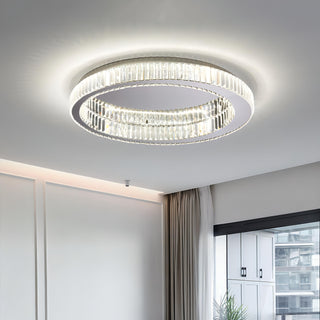 Mac - Crystal Glass Round Modern Semi-Flush Ceiling Light Chandelier