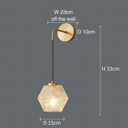 Aries - Modern Gold Patterned Glass Crystal Wall Light