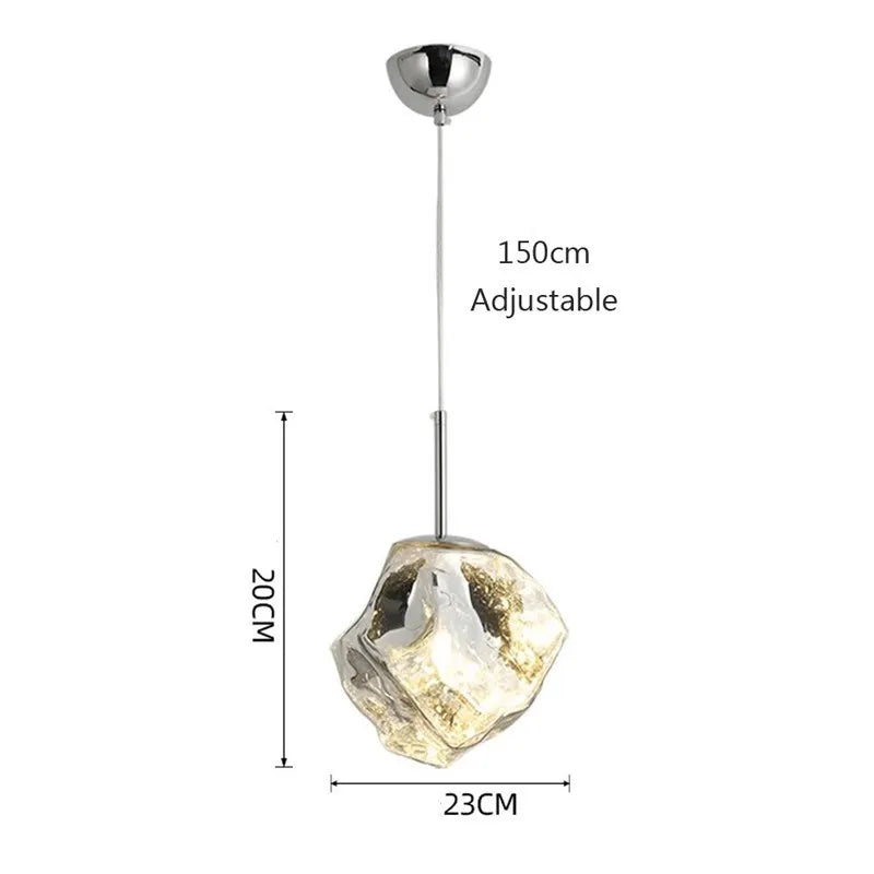 Meza - LED Stained Glass Pendant Rock Ceiling Light