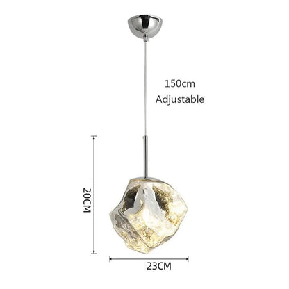 Meza - LED Stained Glass Pendant Rock Ceiling Light