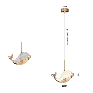 Rondio - Gold Dolphin/Whale Pendant Hanging Ceiling Light